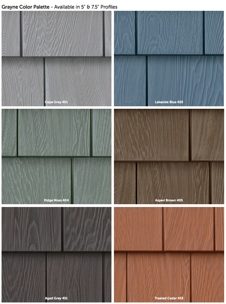 Vinyl Siding Foundry COLOR SAMPLES for Grayne Shingle 5